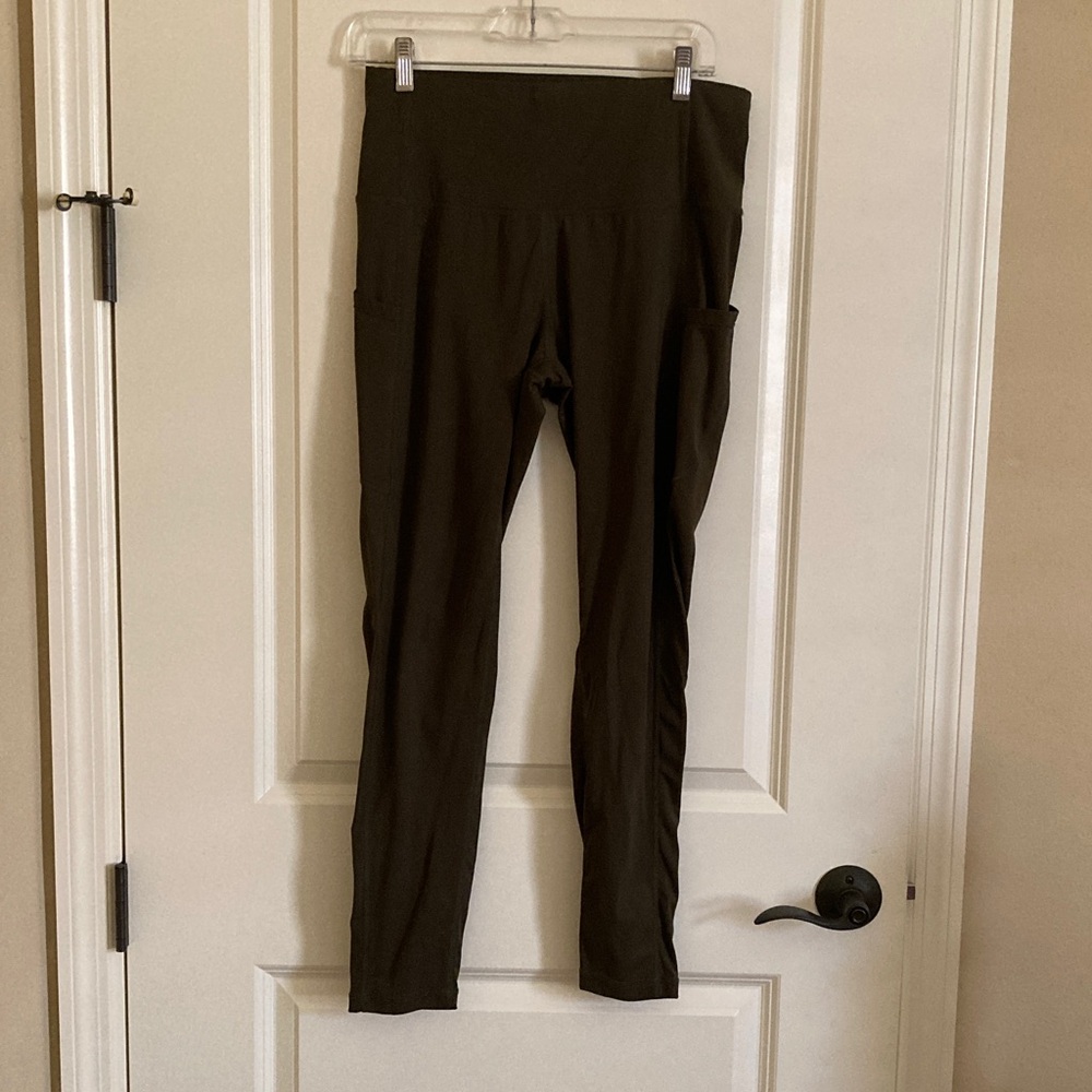 Source Unknown Olive Green High-Waist Leggings with Side Pocket